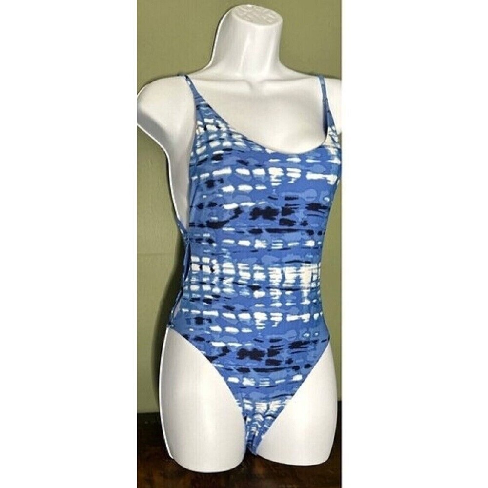 Aerie One Piece Swimsuit Size Small Blue and White Geometric Print New w/o Tags